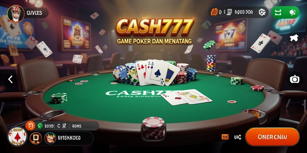 Tampilan gameplay CASH777 yang mendebarkan dan penuh strategi poker.