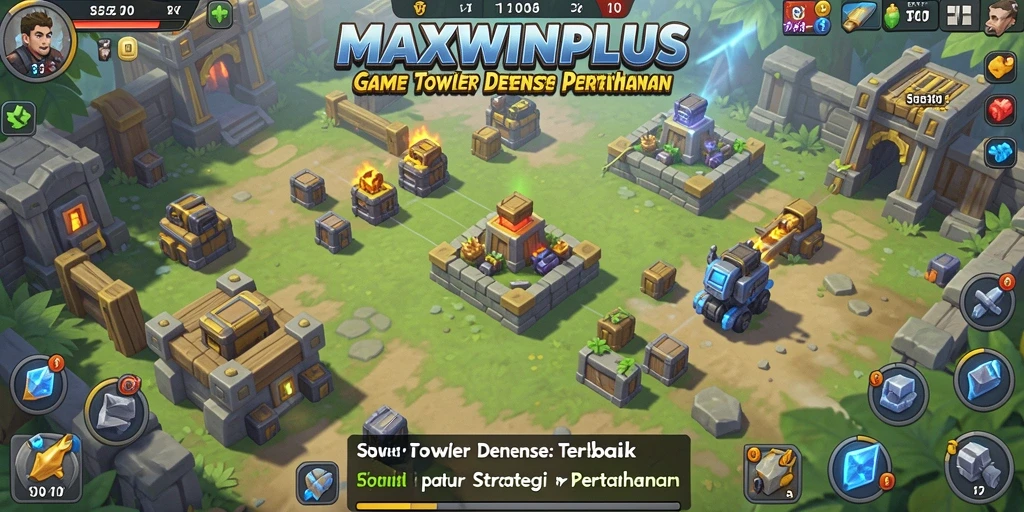 Tampilan gameplay MAXWINPLUS yang seru dan strategis dalam Tower Defense.