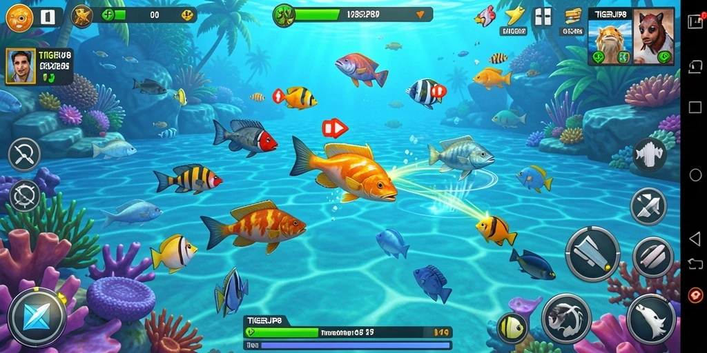 Screenshot utama TIGERJP88 yang menunjukkan aksi menembak ikan.
